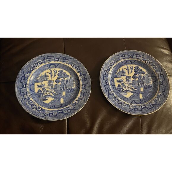 Other - Vintage Ridgway Semi China England Blue Willow Salad Plates 8” Set of 2